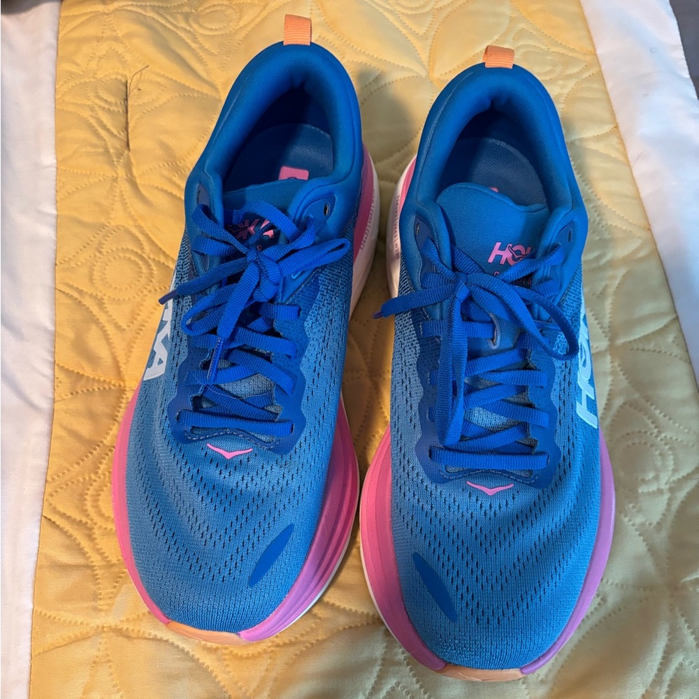 Hoka Women's Blue Pink White Sneakers - Picture 3 of 12